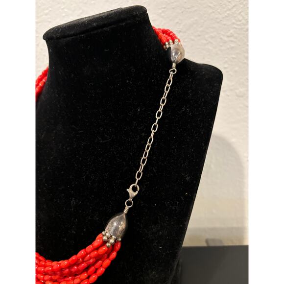 Jay King DTR Sterling Silver 10-Strand Red Coral Bead Necklace - Picture 4 of 5
